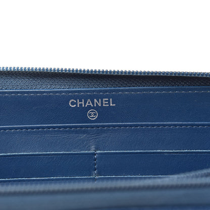 Chanel Caviar Large CC Timeless Zip Around Wallet Dark Blue 6 of 14