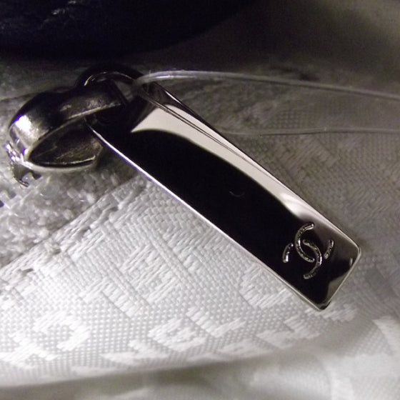 Leather Contrast Stitch Drawstring Tote Navy