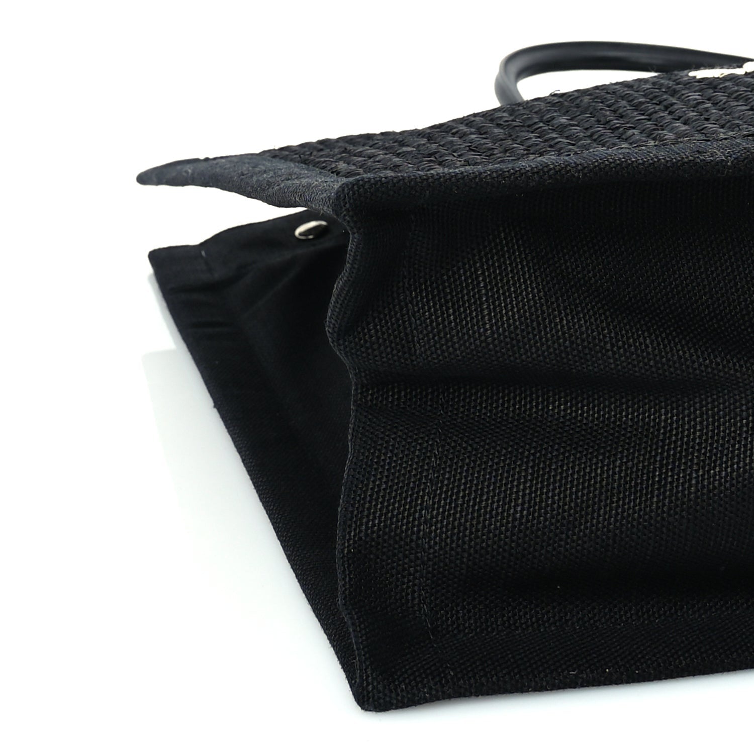 Saint Laurent Raffia Linen Calfskin Rive Gauche Tote  Black 7 of 8