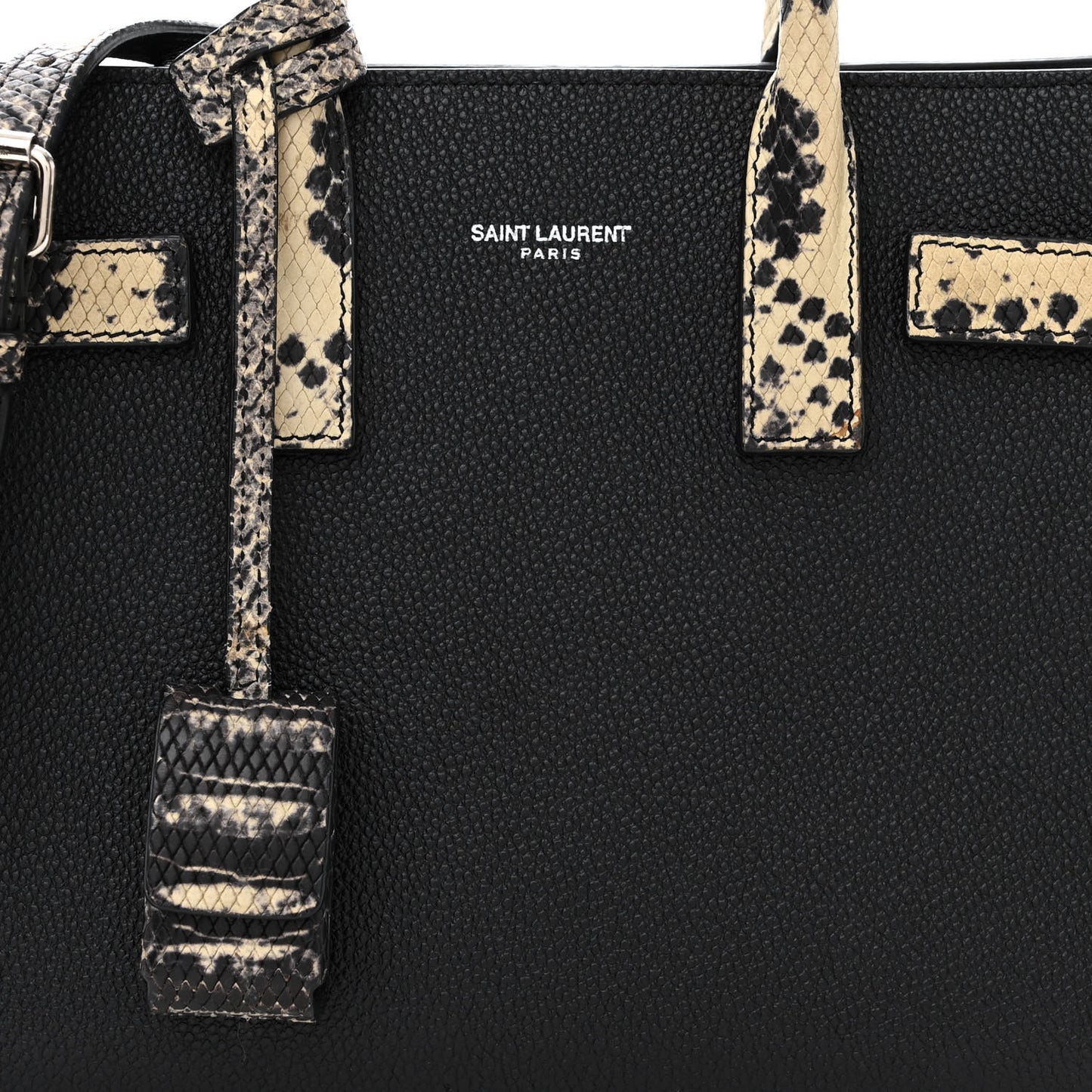 Grained Calfskin Python Embossed Nano Sac De Jour Black