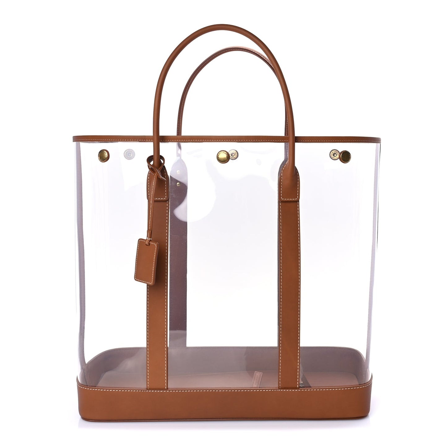 Calfskin Vinyl Cabas Tote Brown
