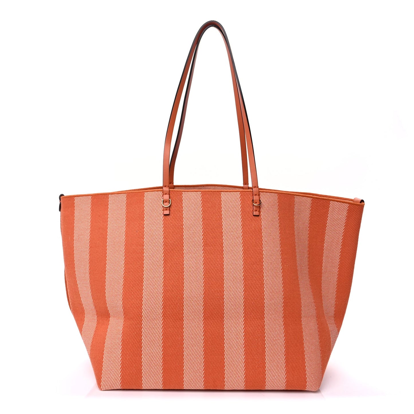 Pequin Vitello Effettto Denim Jacquard FF Reversible Large Shopping Tote  Orange