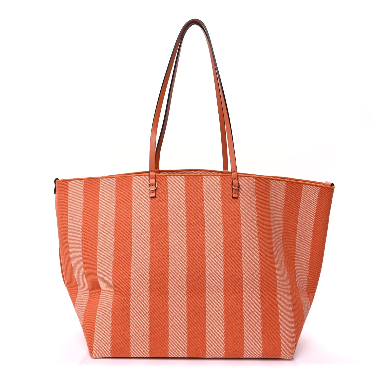 Fendi Pequin Vitello Effettto Denim Jacquard FF Reversible Large Shopping Tote  Orange 2 of 7