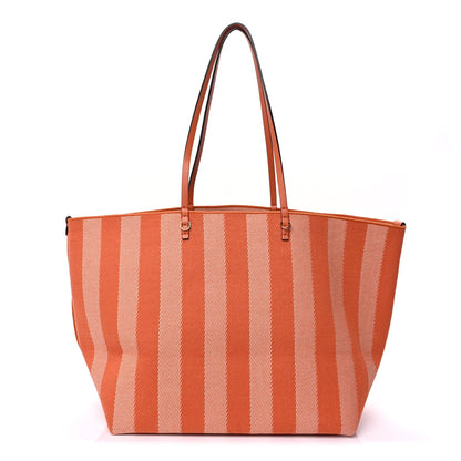 Fendi Pequin Vitello Effettto Denim Jacquard FF Reversible Large Shopping Tote  Orange 2 of 7