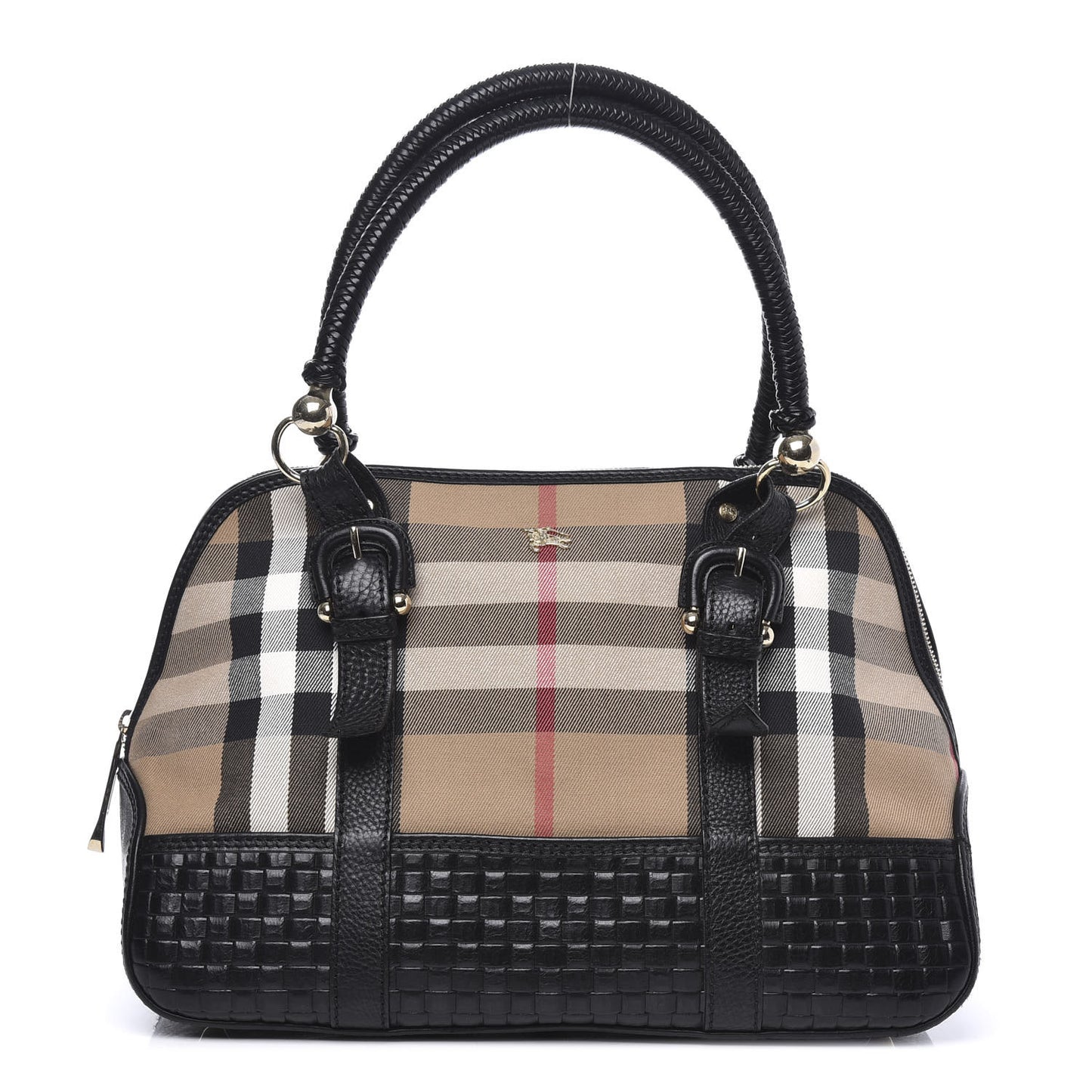 Canvas House Check Woven Satchel Black