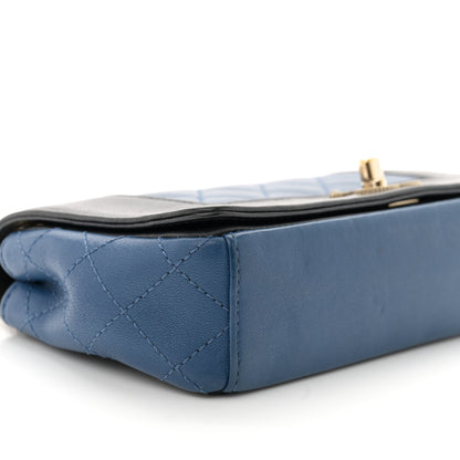 Chanel Sheepskin Quilted Medium Vintage Mademoiselle Flap Blue Black 9 of 10