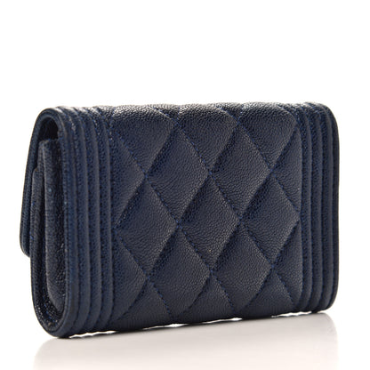Chanel Caviar Quilted Boy Flap Card Holder Blue 3 of 8