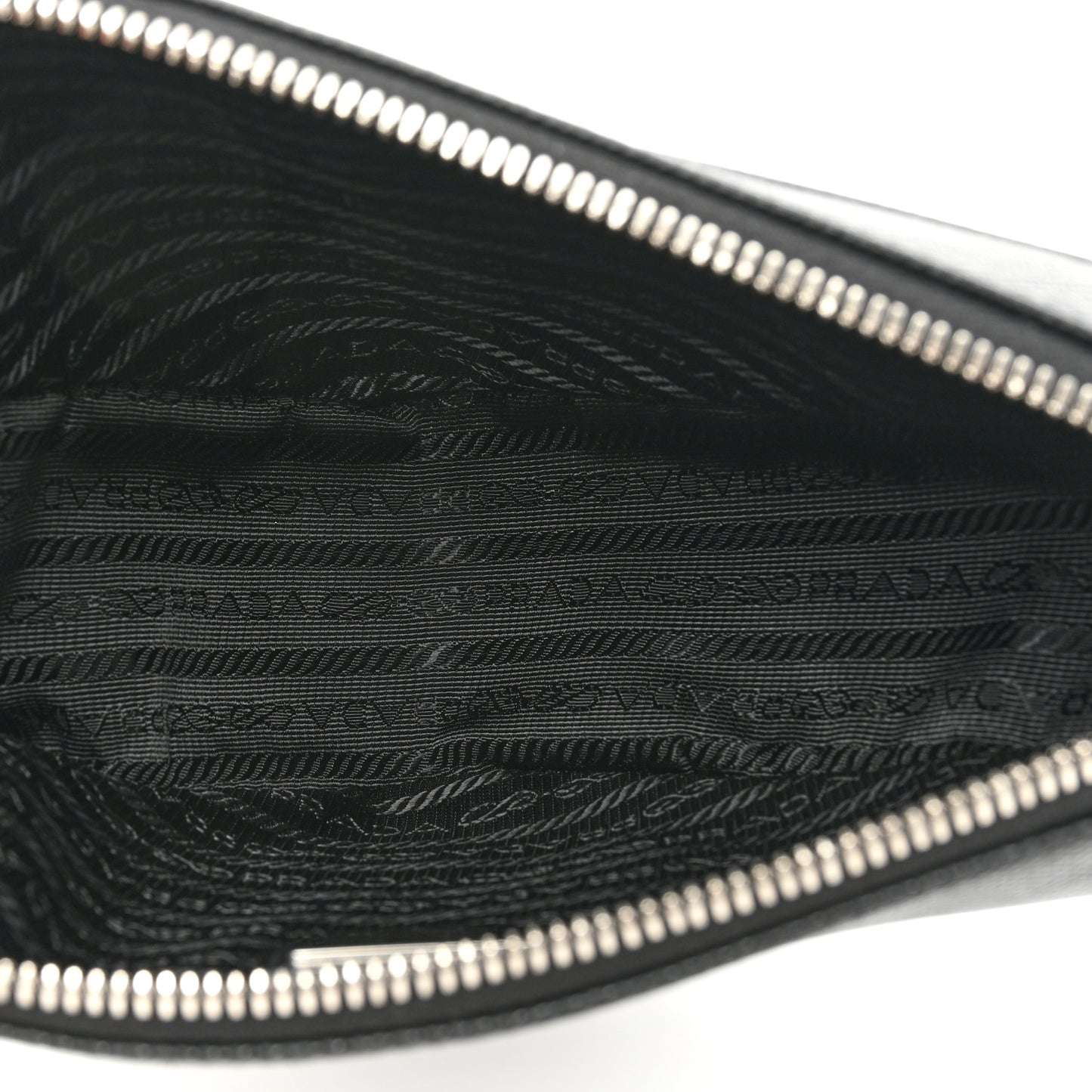 Saffiano Cuir Triangle Logo Embossed Triangle Wristlet Black