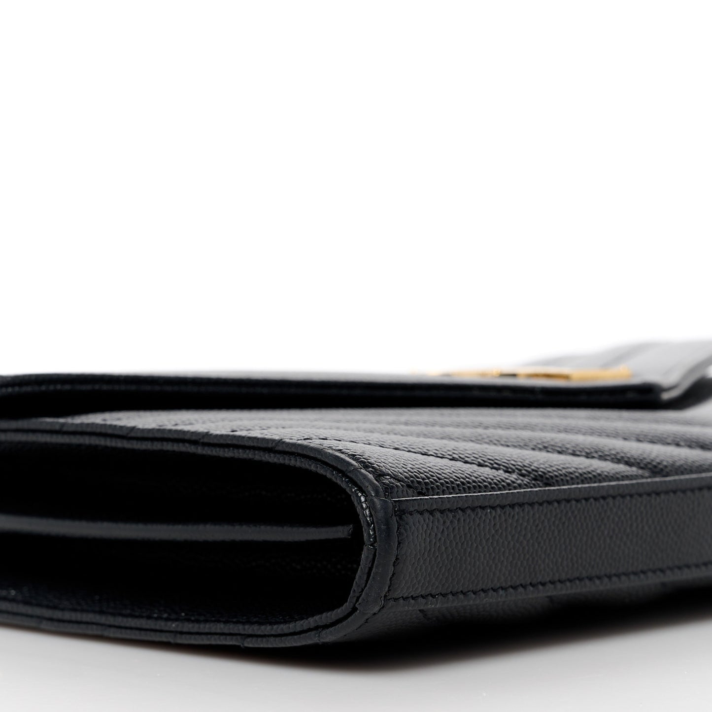 Grain De Poudre Matelasse Chevron Monogram Chain Wallet Black