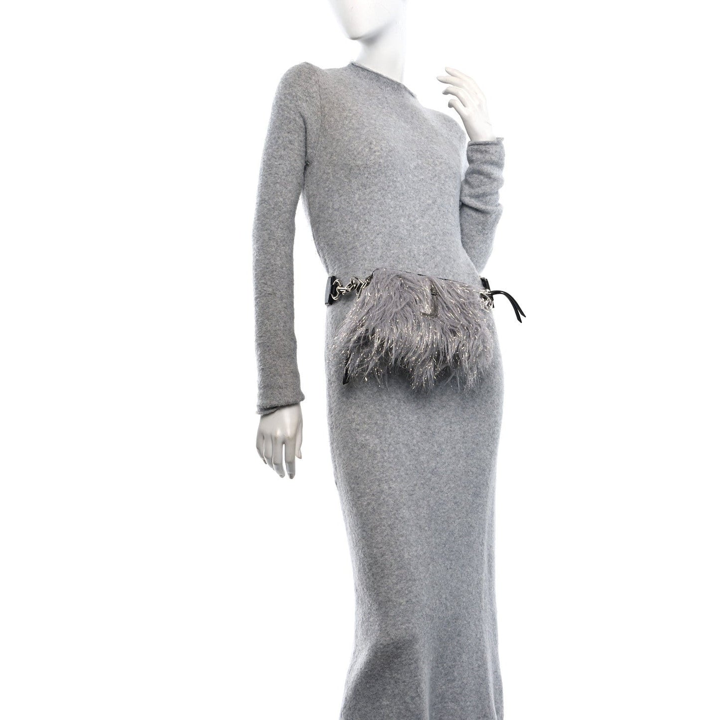Faux Fur Calfskin The Creature Snapshot Camera Bag Grey Silver