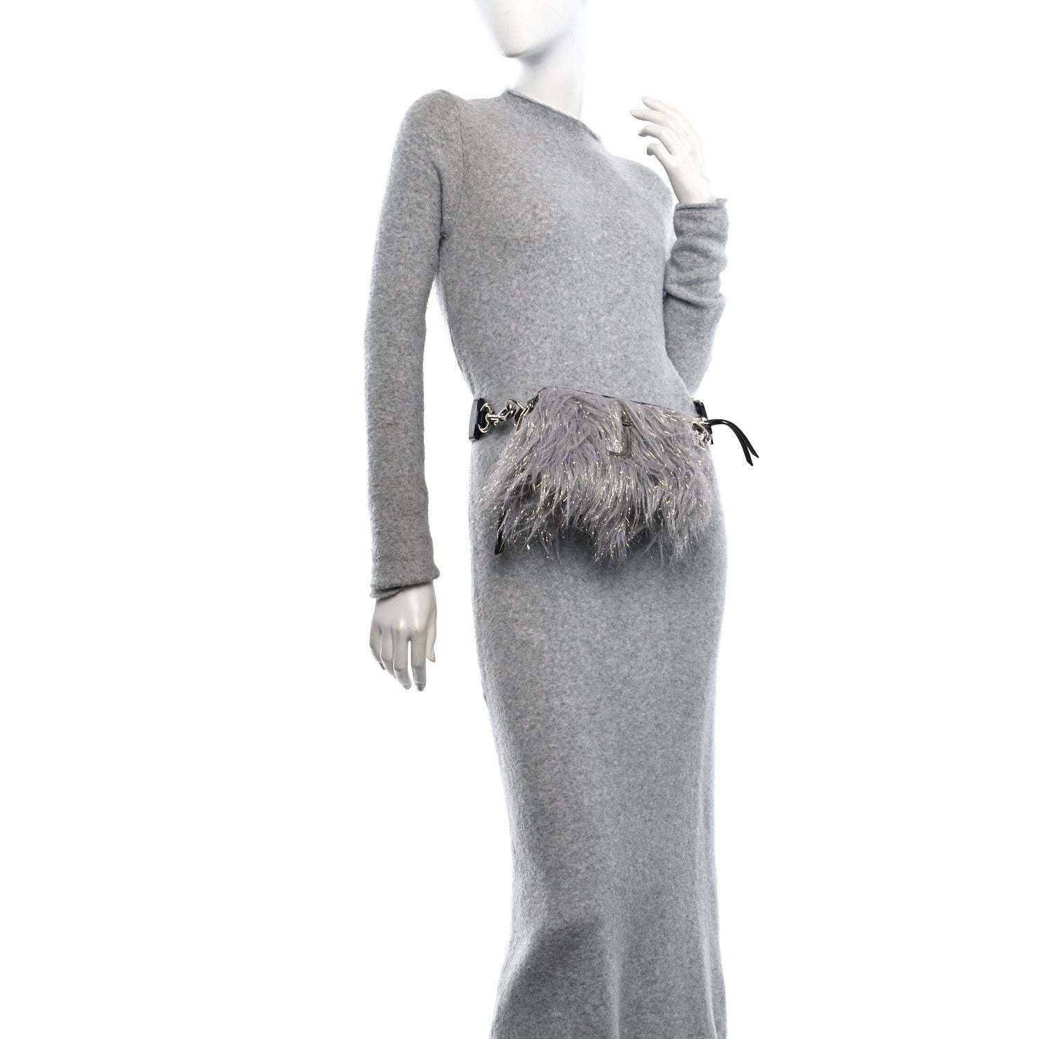 Marc Jacobs Faux Fur Calfskin The Creature Snapshot Camera Bag Grey Silver 2 of 7