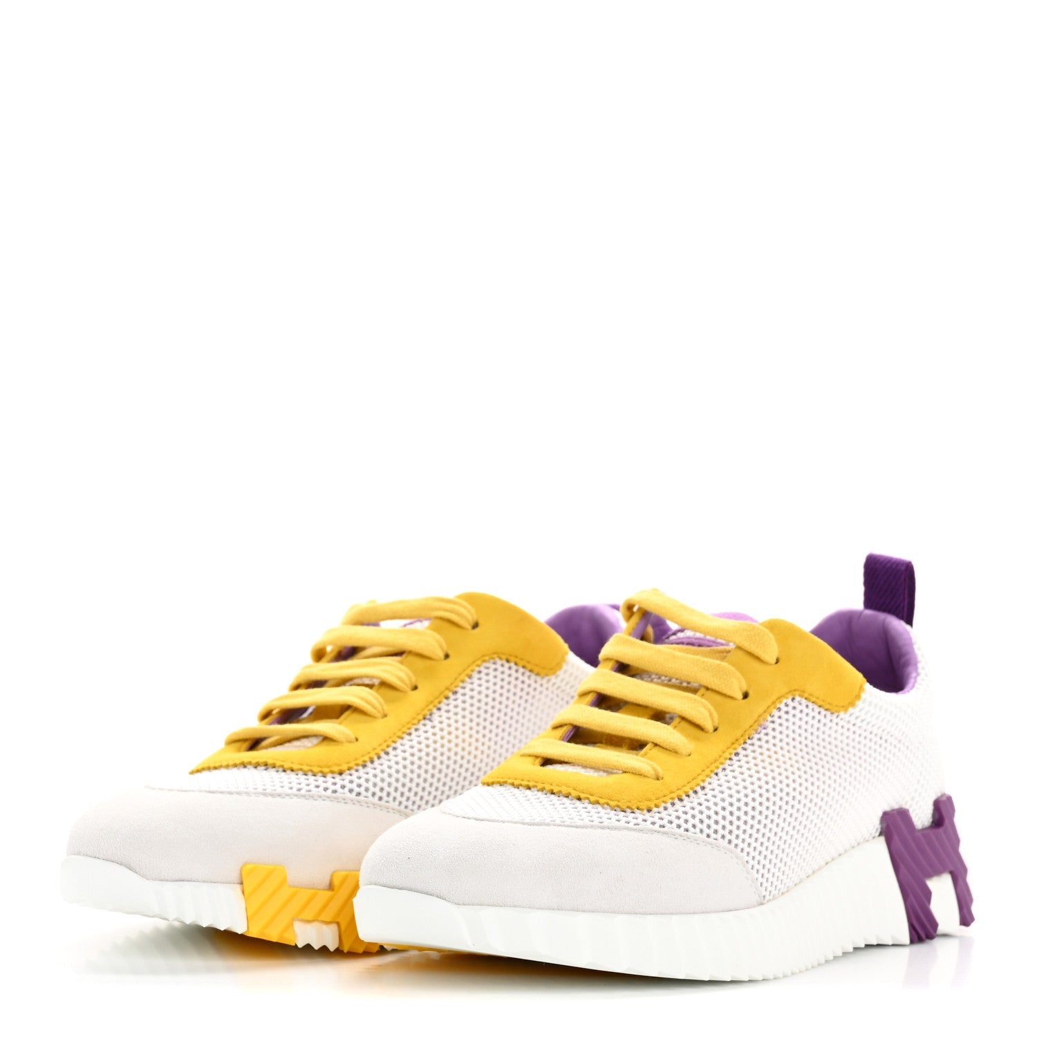 Hermes Air Mesh Suede Goatskin Bouncing Sneakers 36 White Multicolor 4 of 7