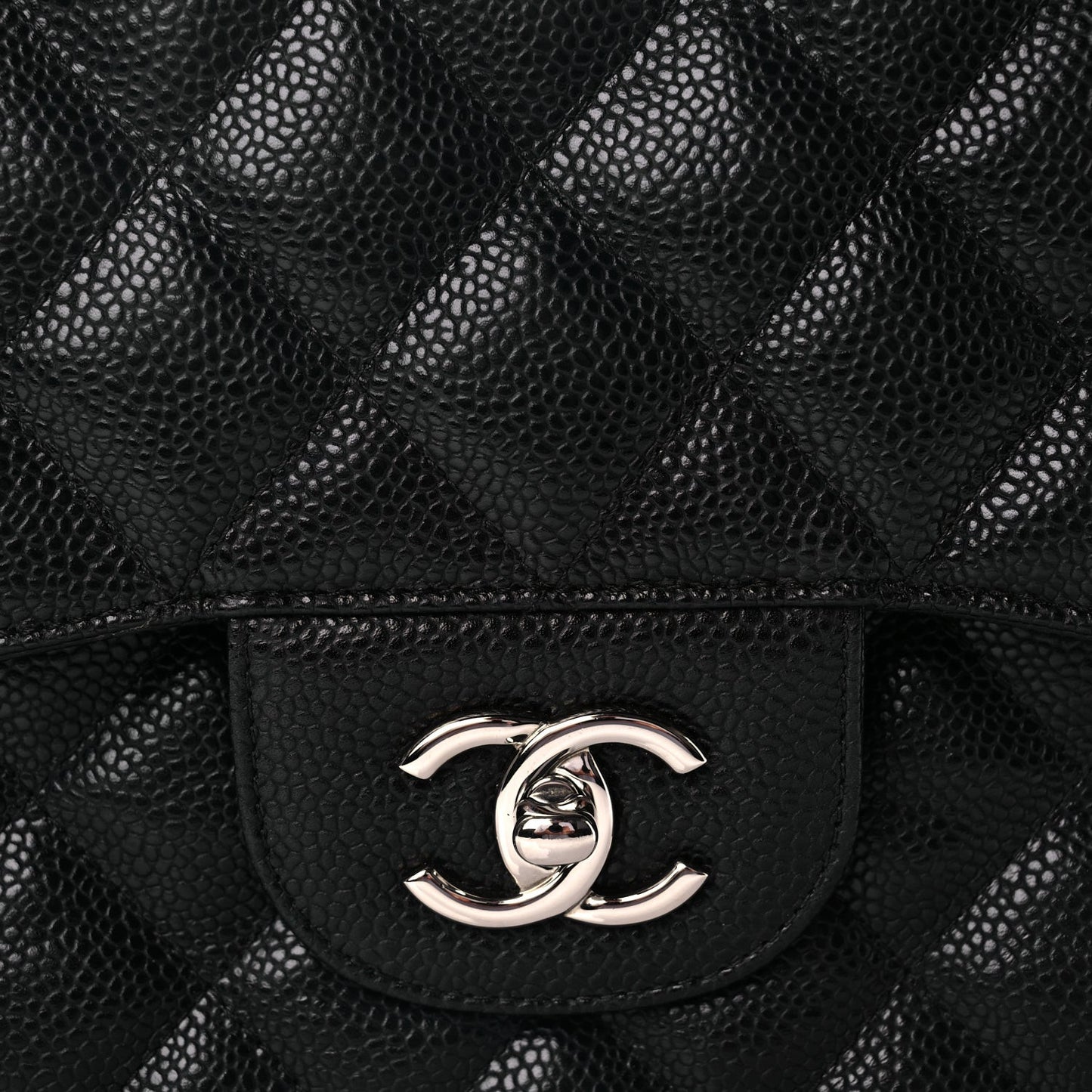 Caviar Quilted Jumbo Double Flap Black
