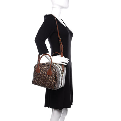 Burberry E-canvas Monogram Stripe Small Cube Bowling Bag Bridle Brown 2 of 10