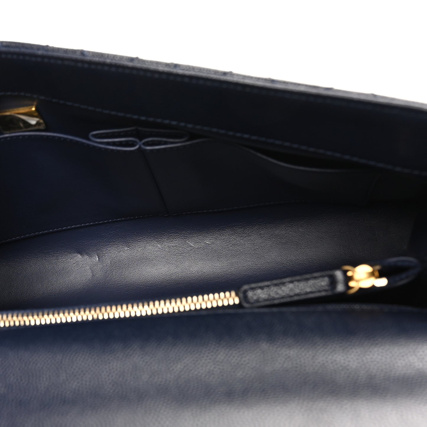 Caviar Quilted Small Coco Chain Handle Flap Navy Blue