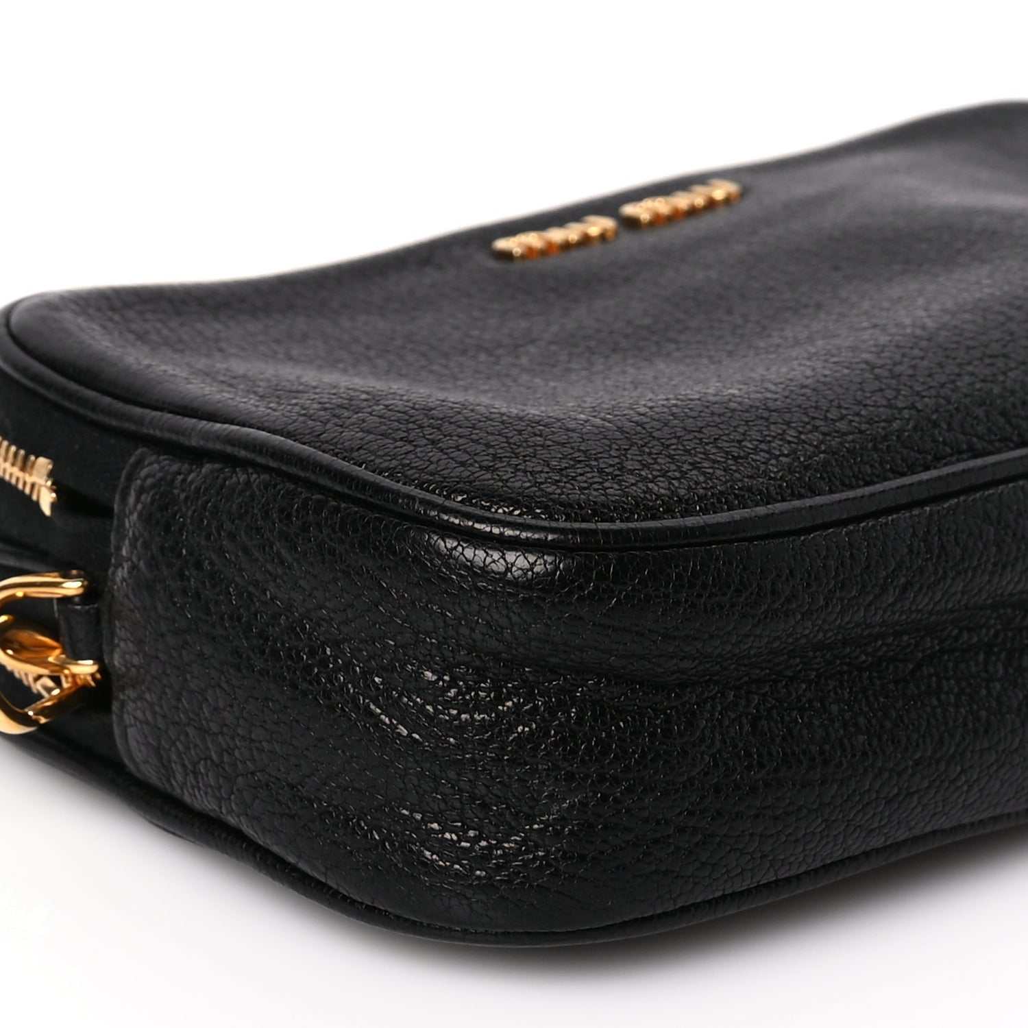 Miu Miu Goatskin Madras Double Zip Pochette Clutch Black 8 of 8