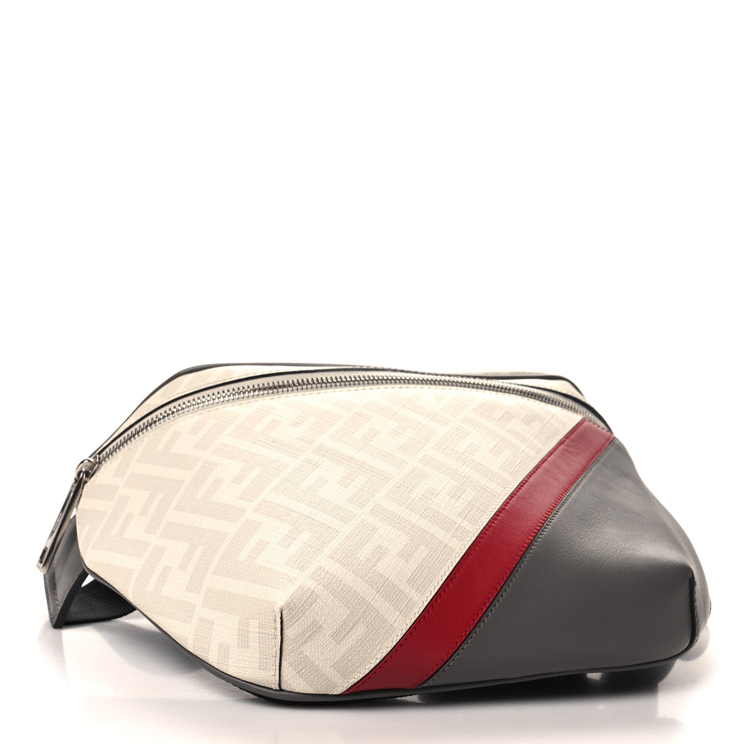 Fendi Glazed Fabric Vitello King FF 1974 Diagonal Belt Bag Perla Argilla Fragola 4 of 10