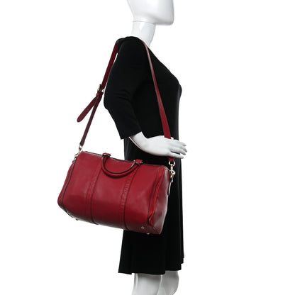 Gucci Calfskin Microguccissima Trim Medium Boston Raspberry Red 2 of 17