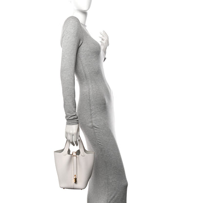 Hermes Taurillon Clemence Picotin Lock 18 PM Gris Pale 2 of 12