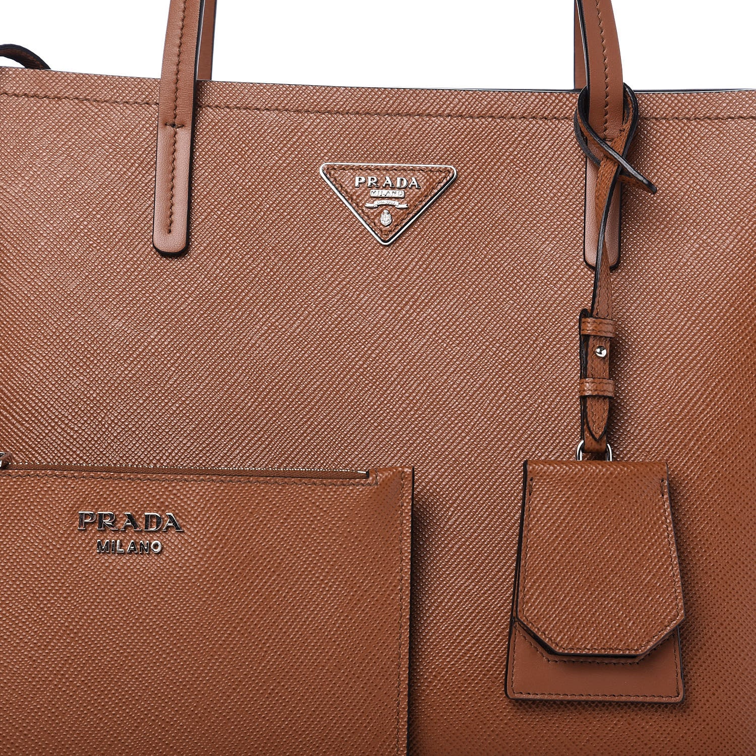 Prada Saffiano Cuir Shopping Tote Cognac Black 9 of 9