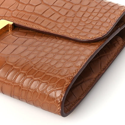 Hermes Matte Alligator Constance Long Wallet To Go Gold 8 of 8