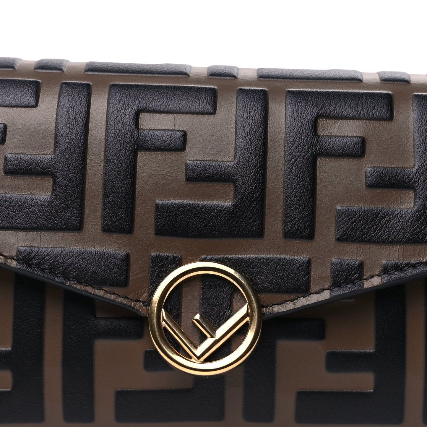 Vitello Soft F is  Bi-Color FF 1974 Embossed Continental Envelope Wallet On Chain  Maya Black