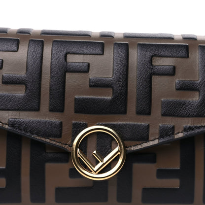 Fendi Vitello Soft F is  Bi-Color FF 1974 Embossed Continental Envelope Wallet On Chain  Maya Black 6 of 8