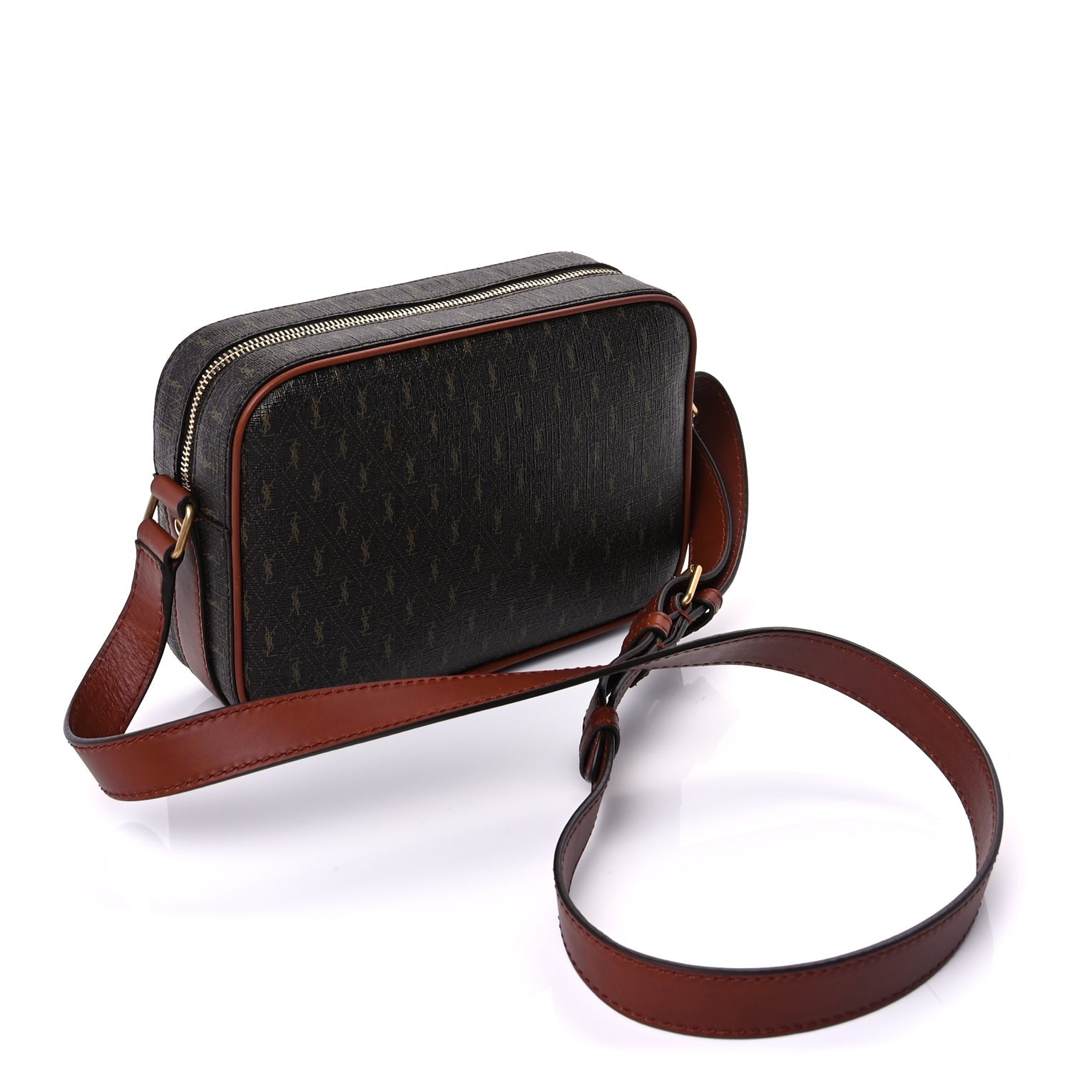 Saint Laurent Canvas Smooth Calfskin Le Monogramme Camera Bag  Chestnut 2 of 8
