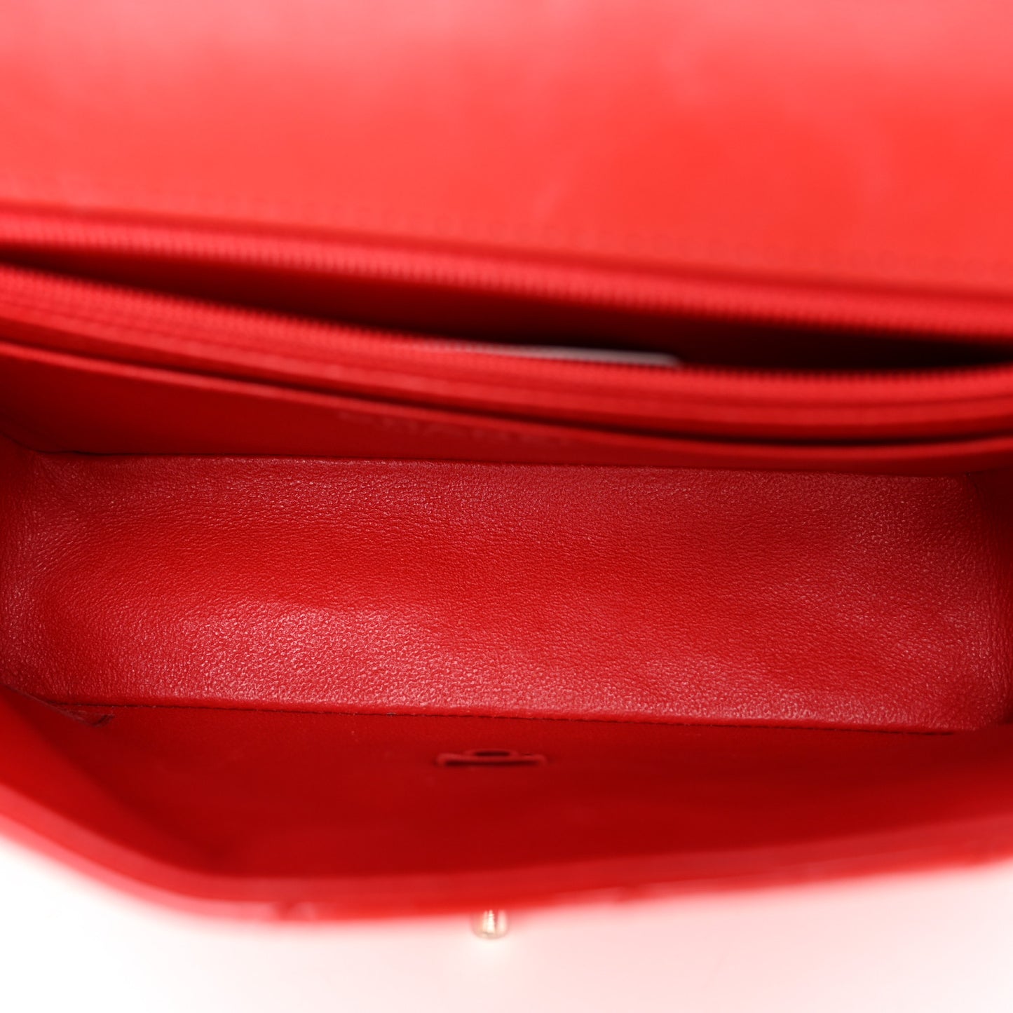 Patent Calfskin Quilted Bi-Color Mini Rectangular Flap Red Black