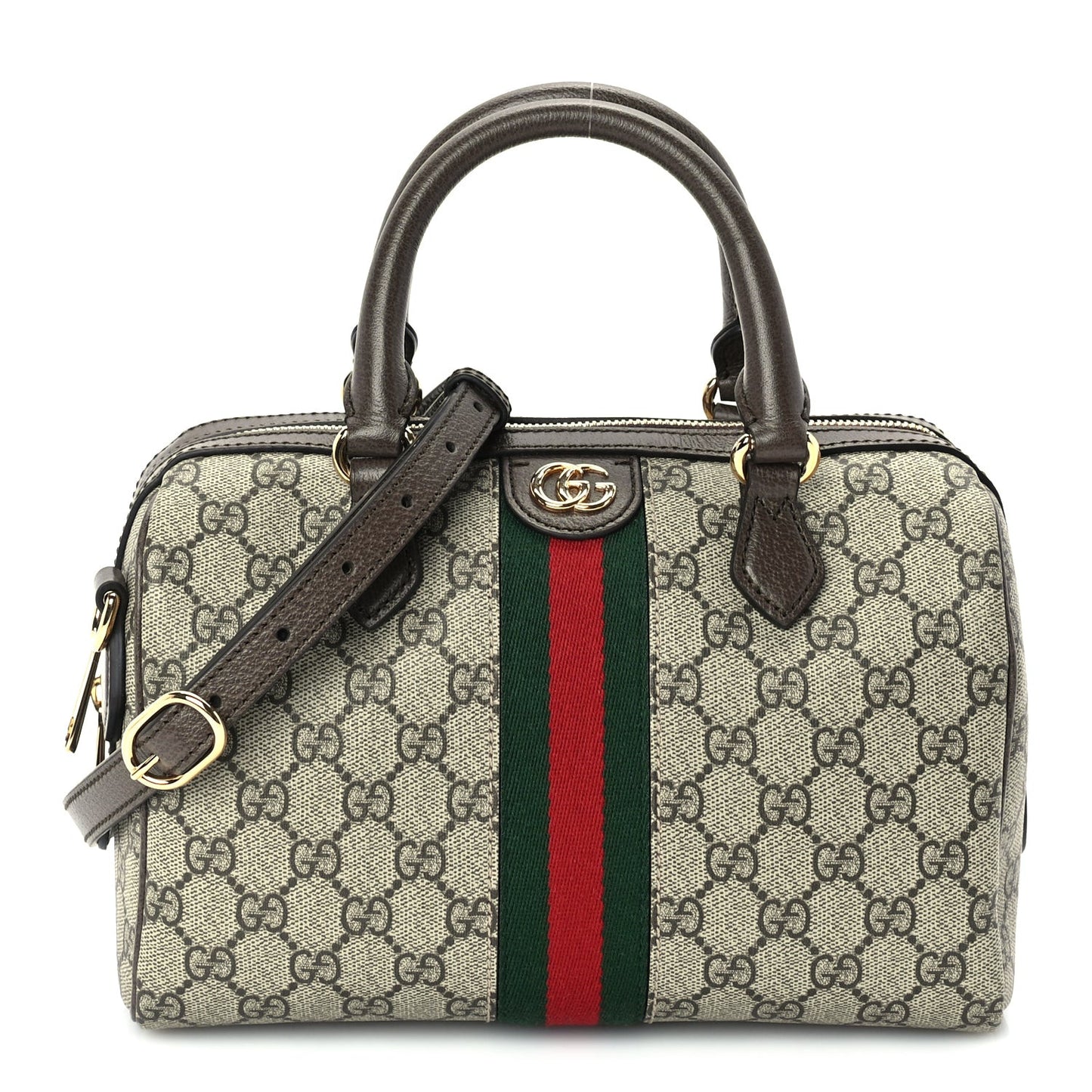 GG Supreme Monogram Web Small Ophidia Top Handle Bag Beige Ebony