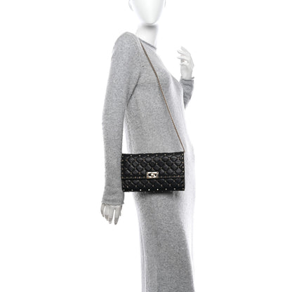 Valentino Garavani Nappa Rockstud Spike Wallet On Chain Black 2 of 11