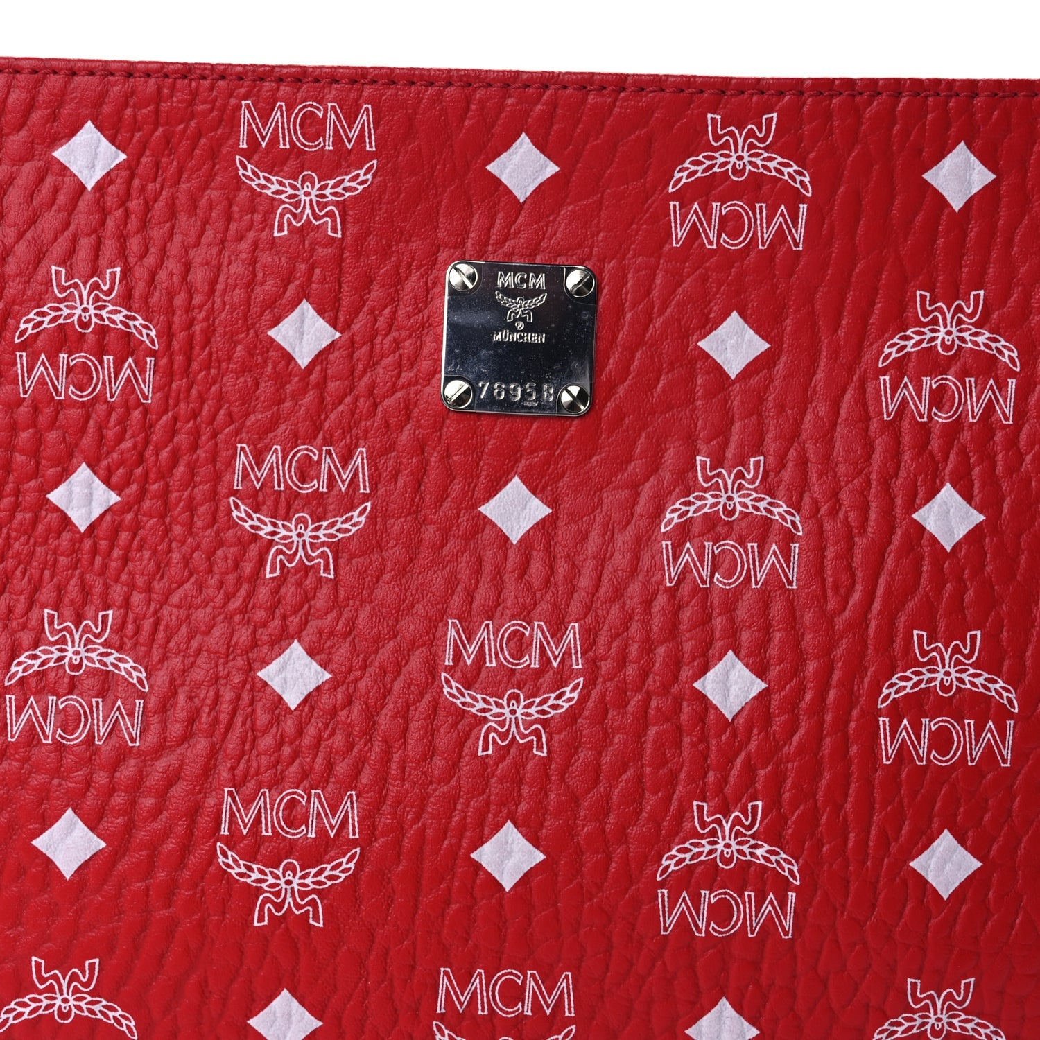 MCM Visetos Medium Zip Pouch Red 6 of 8