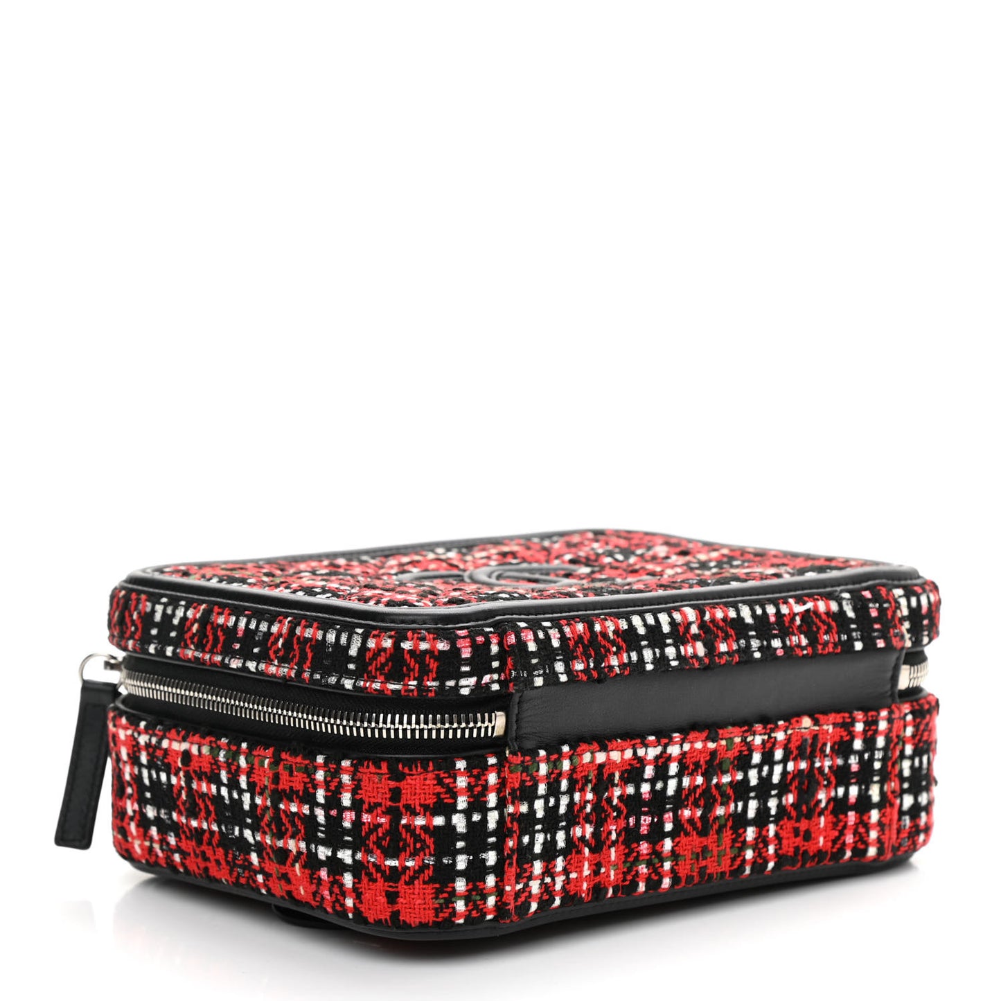 Tweed Quilted Medium CC Filigree Vanity Case Red