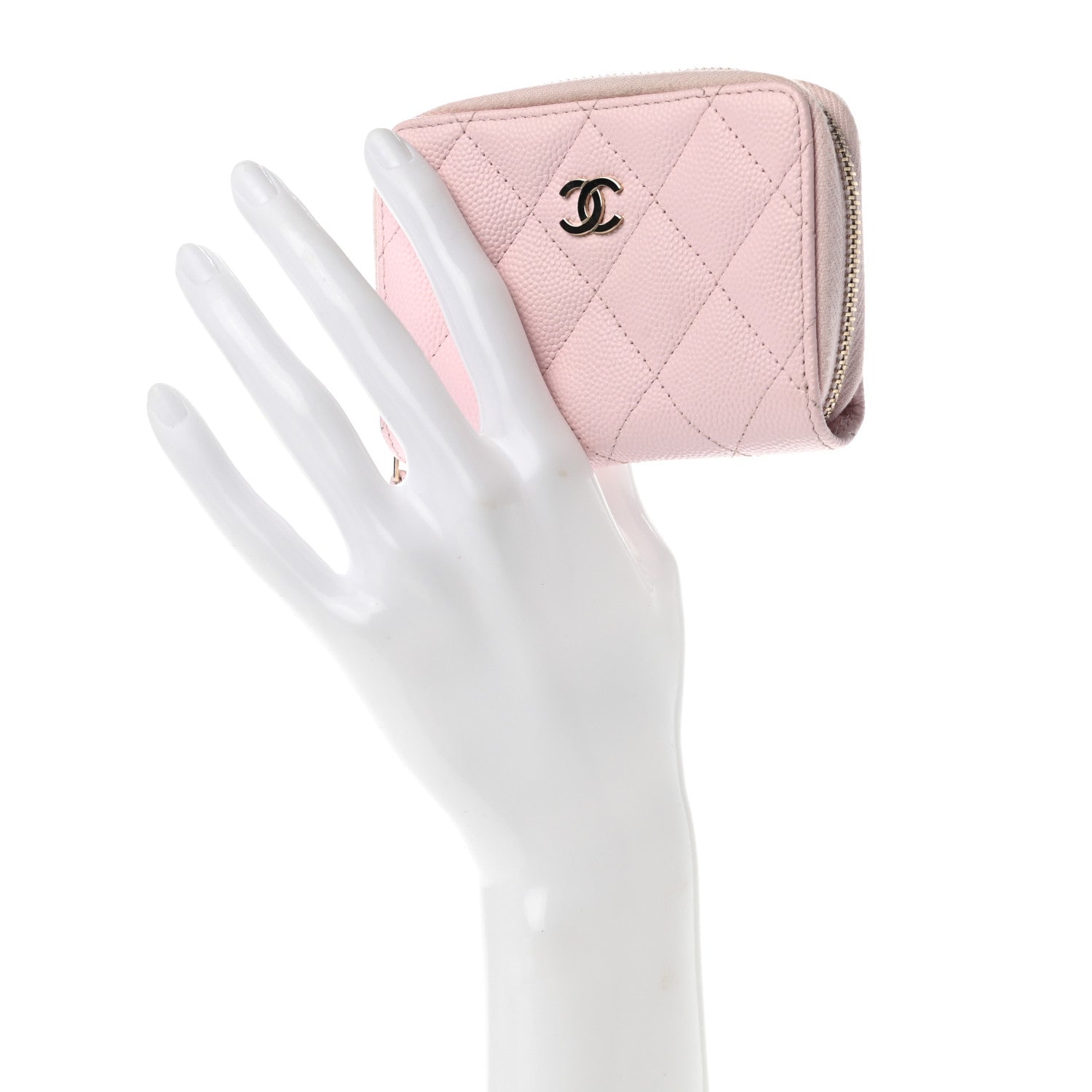 Chanel Caviar Quilted Zip Coin Purse Light Pink 2 of 8