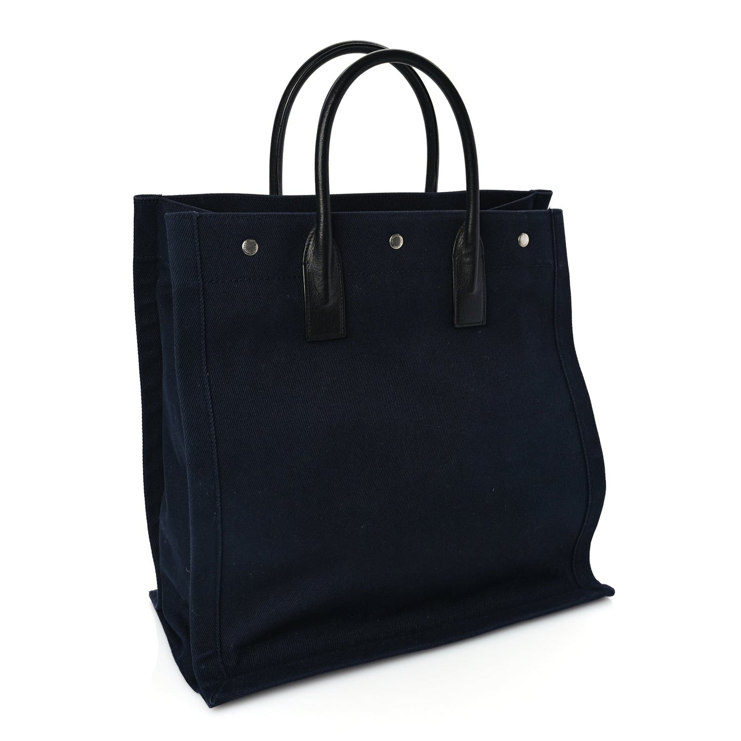 Canvas Calfskin Rive Gauche North South Noe Tote Navy Black