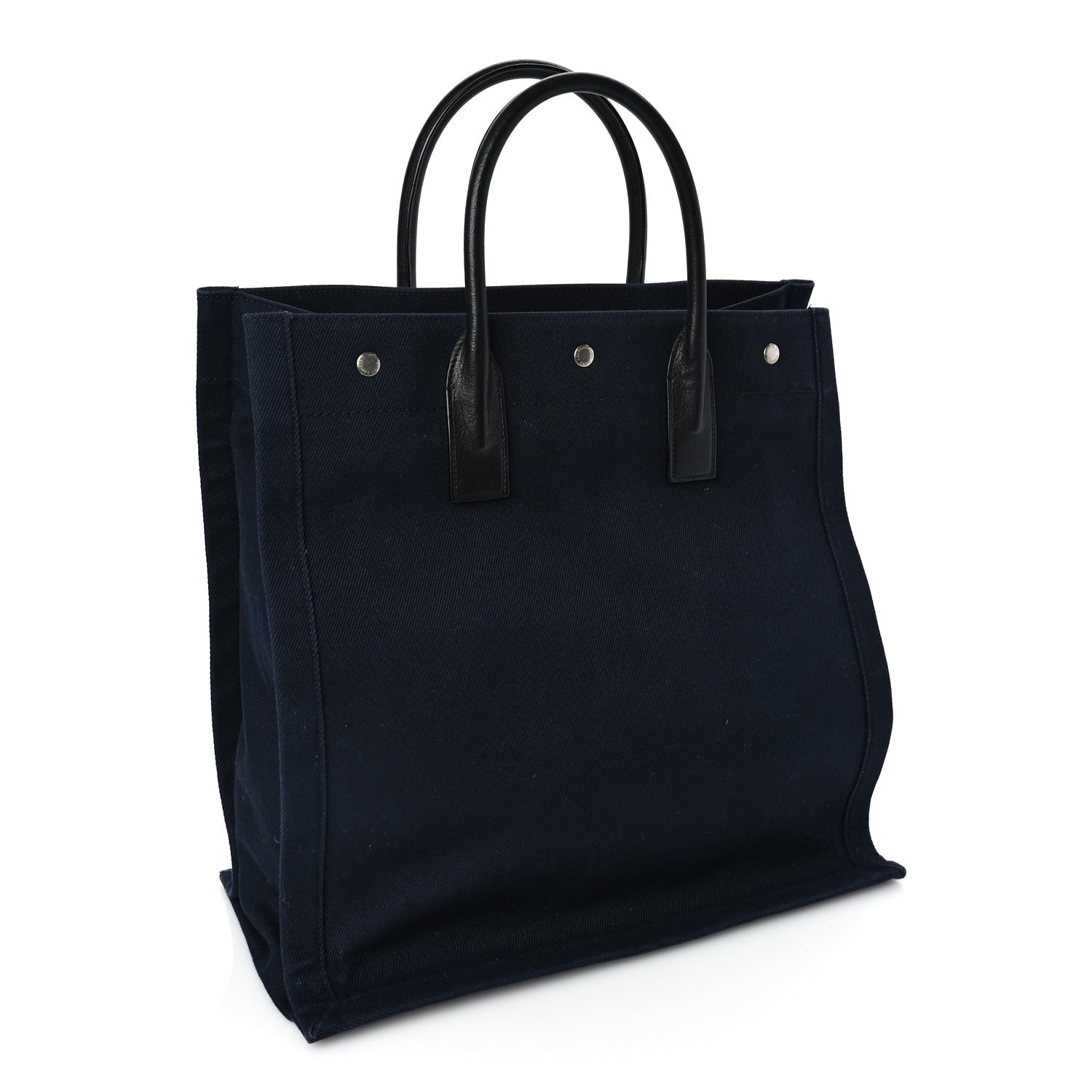 Saint Laurent Canvas Calfskin Rive Gauche North South Noe Tote Navy Black 2 of 8