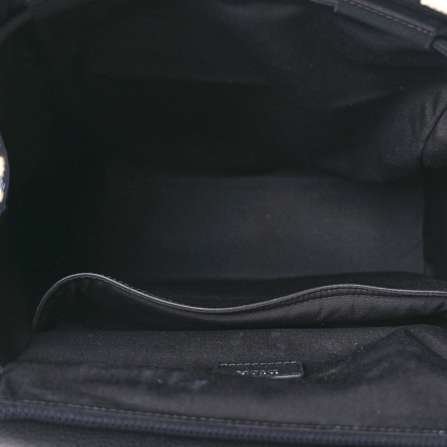 Oblique Jacquard Grained Calfskin Drawstring Saddle Backpack Beige Black