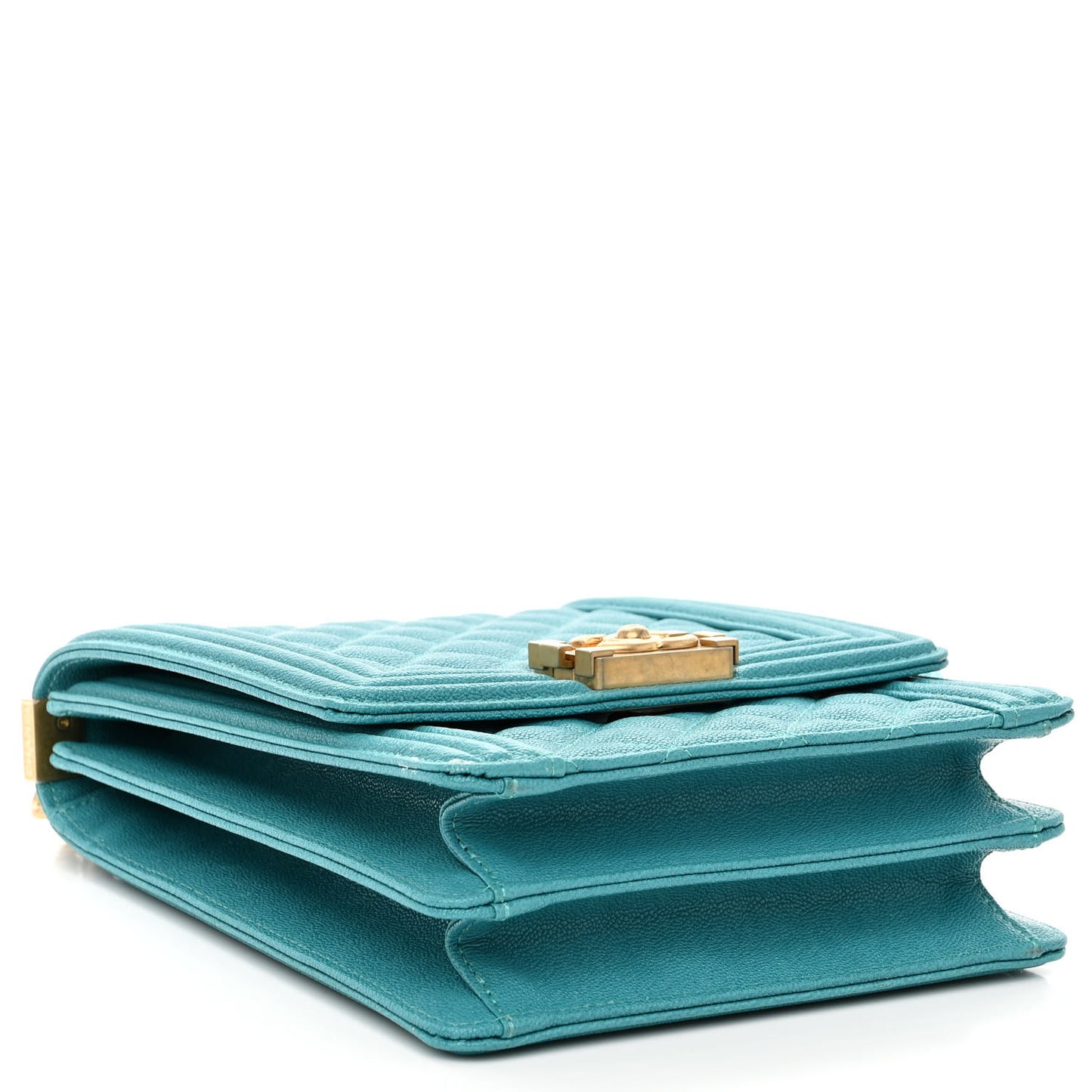 Caviar Quilted North South Boy Flap Turquoise