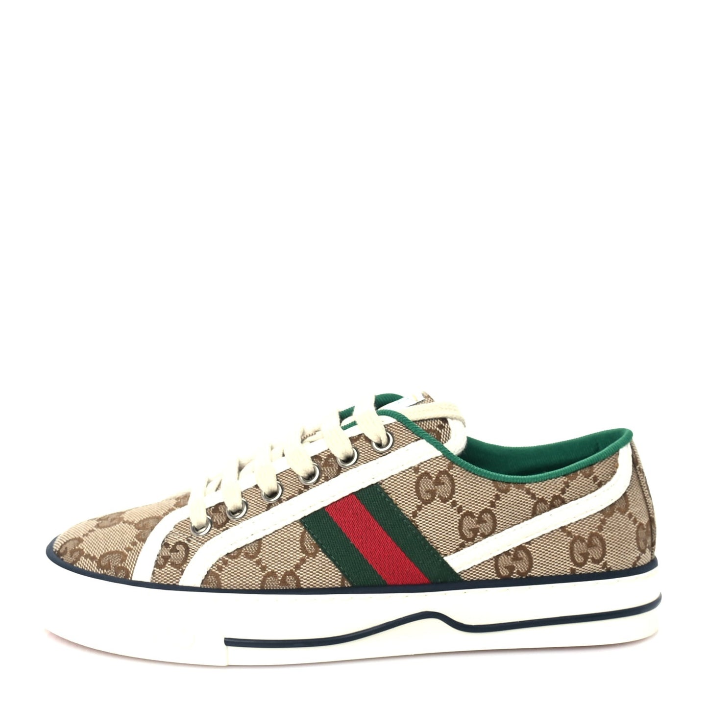 GG Monogram Web Womens 1977 Tennis Sneakers 36  Beige Ebony Mystic White