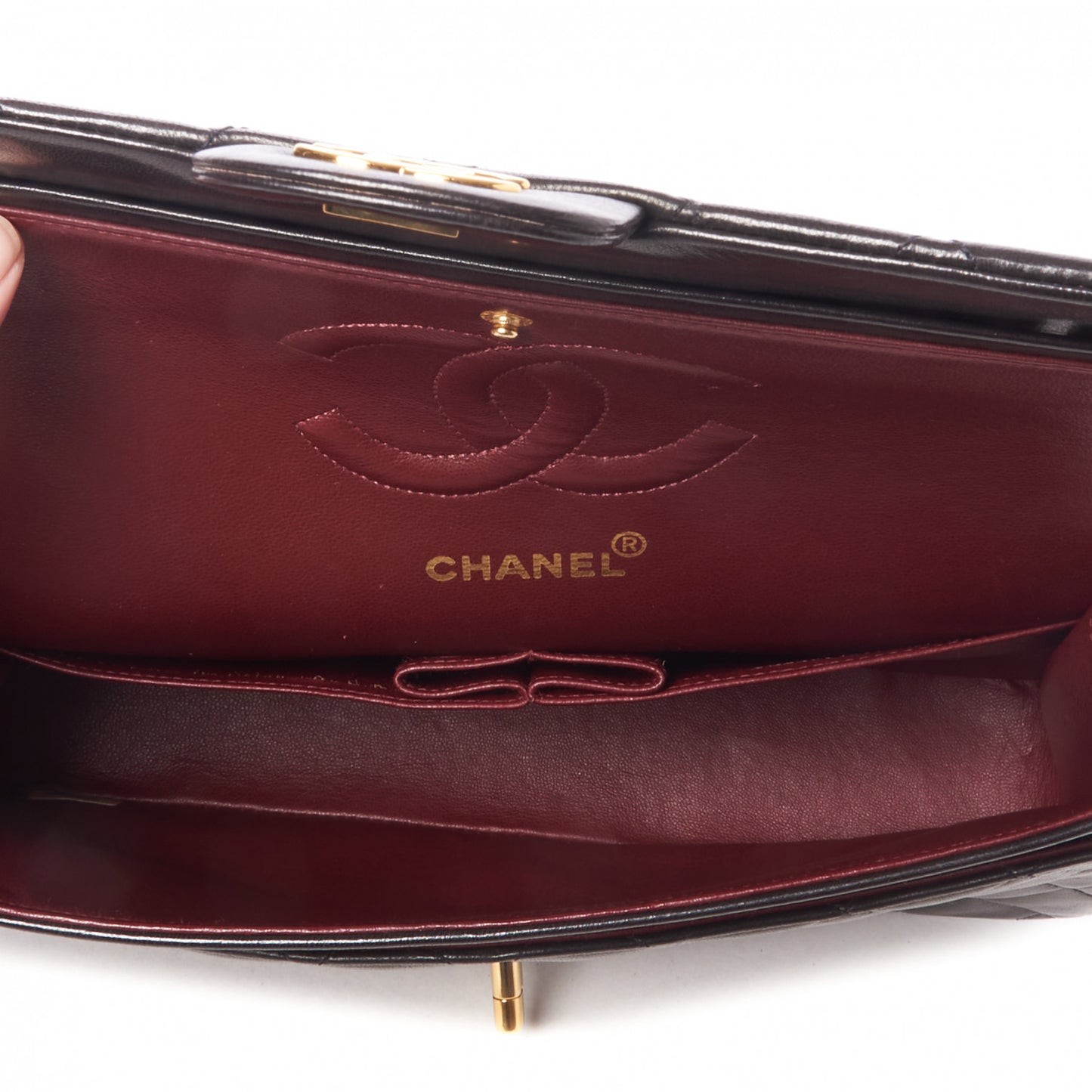 Lambskin Quilted Medium Double Flap Black