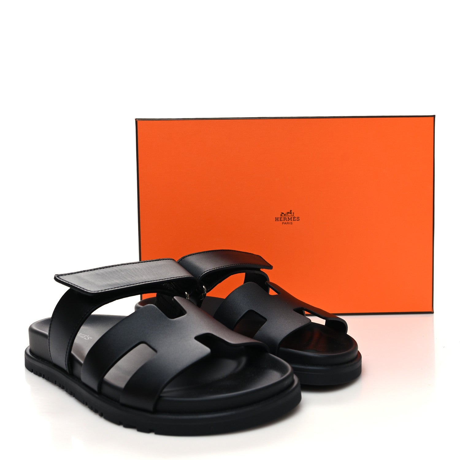 Hermes Calfskin Womens Chypre Sandals 35 Black 9 of 9