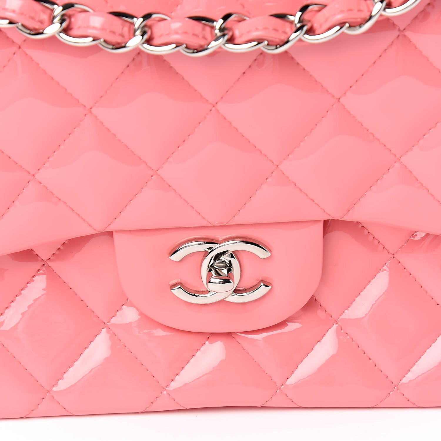 Chanel Patent Quilted Jumbo Double Flap Pink 9 of 9