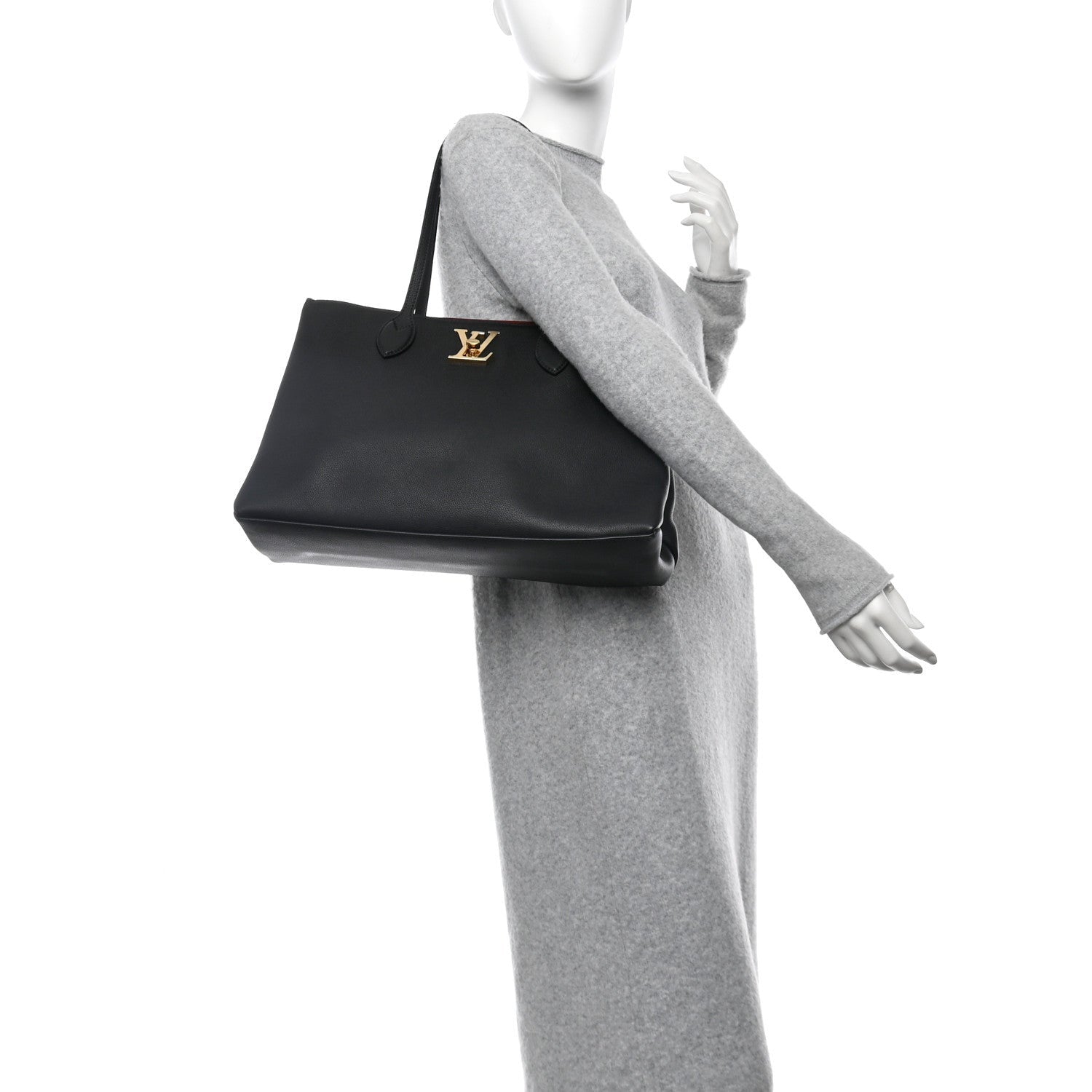 Louis Vuitton Grained Calfskin Lockme Shopper Black 2 of 7