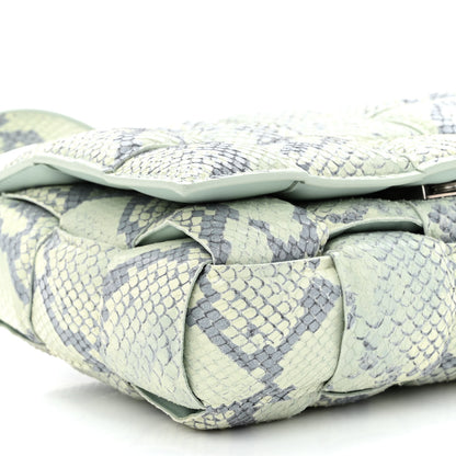 Bottega Veneta Goatskin Python Embossed Padded Cassette Crossbody Bag Dew Black Silver 8 of 10