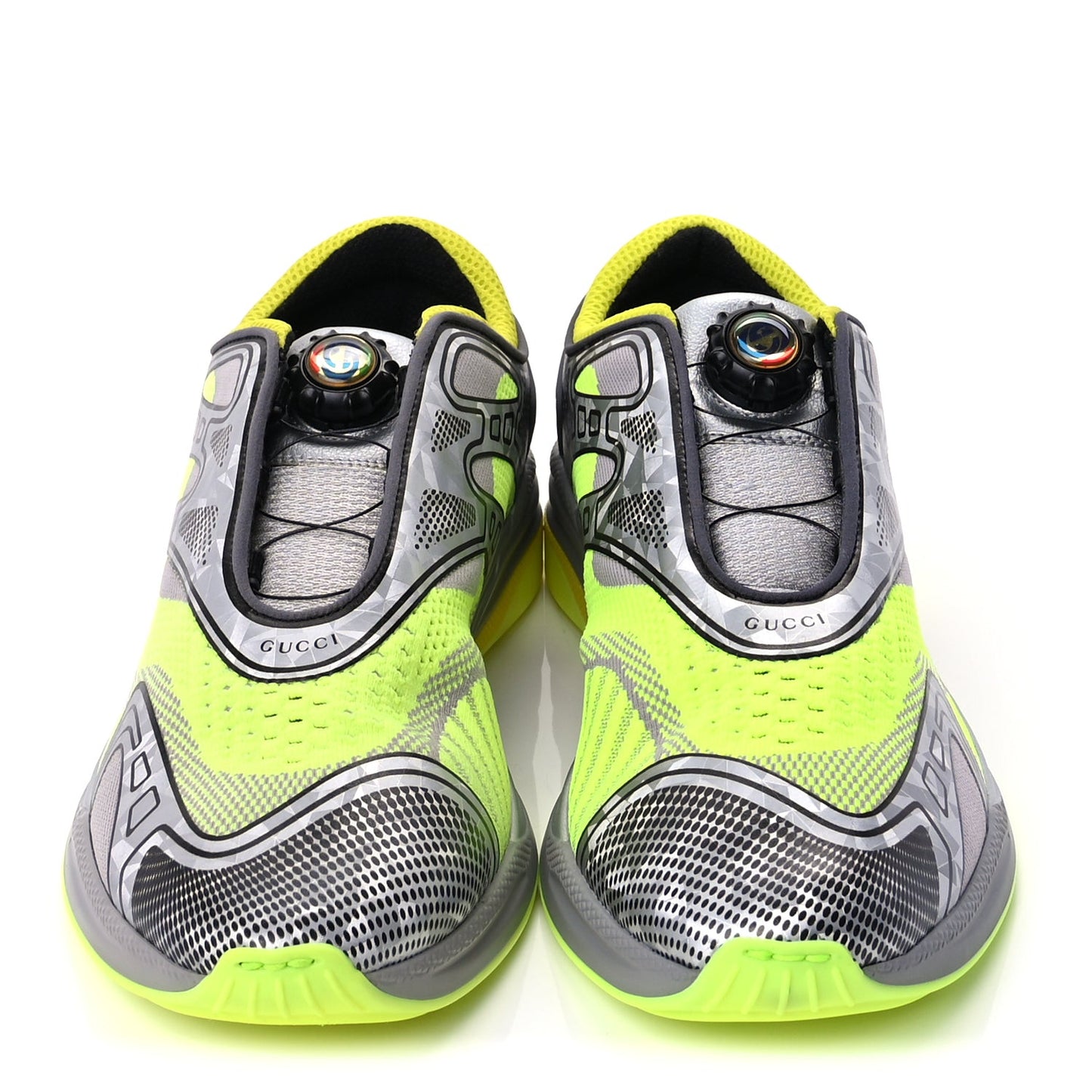 Fabric Mens Ultrapace R Mid Top Sneakers 7.5 Grey Neon Yellow Silver Loess