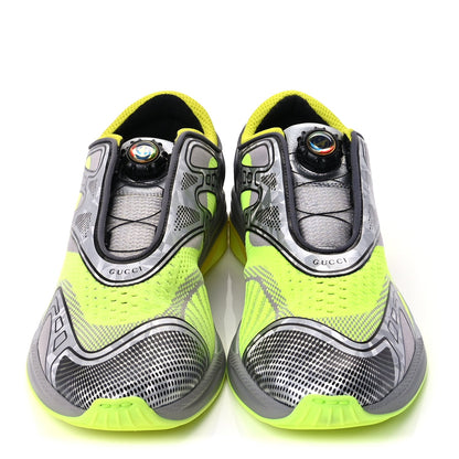 Gucci Fabric Mens Ultrapace R Mid Top Sneakers 7.5 Grey Neon Yellow Silver Loess 3 of 10