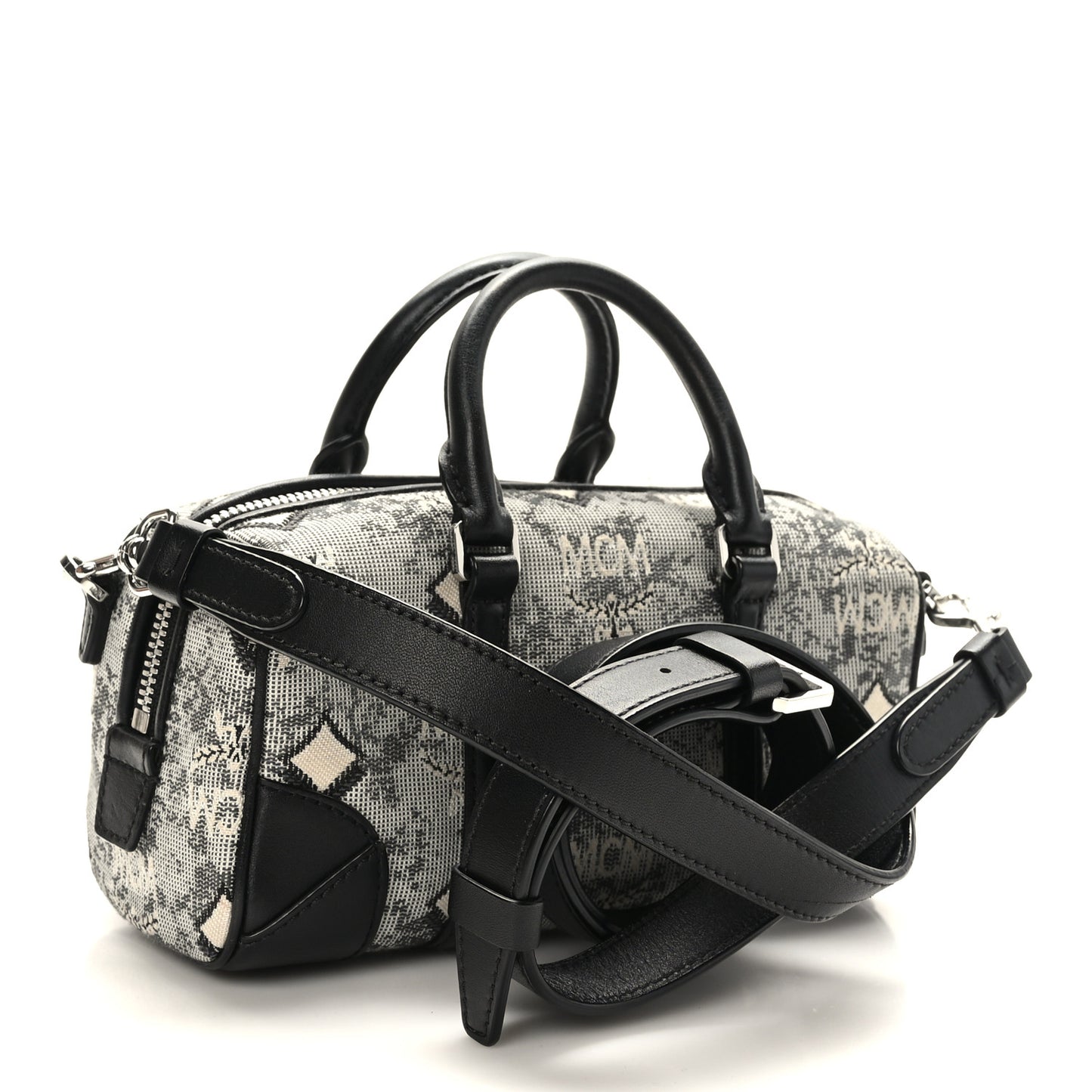 Vintage Jacquard Monogram Mini Boston Bag Black Grey