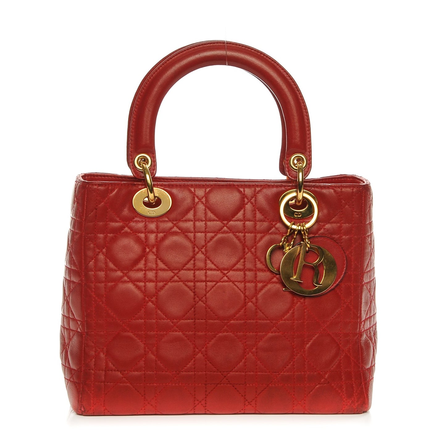 Lambskin Cannage Medium Lady Dior Red