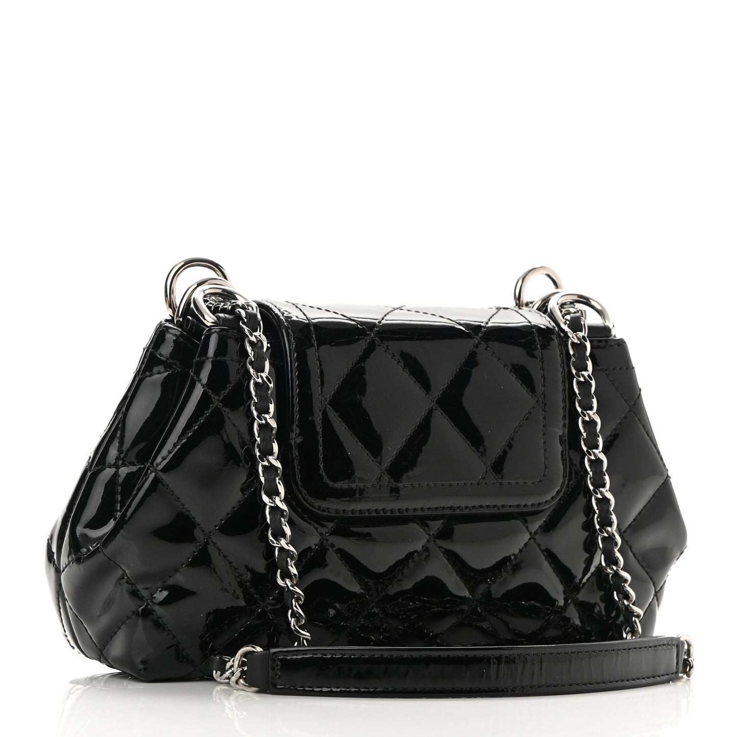 Patent Quilted Coco Shine Small Accordion Flap Black