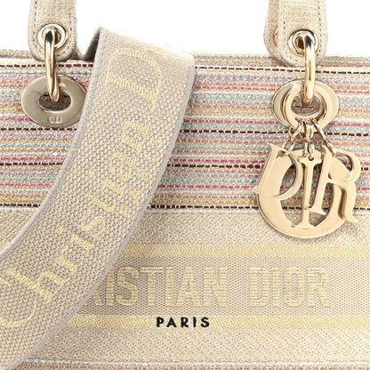 Christian Dior Canvas Embroidered Medium Lady D-Lite Beige Multicolor 8 of 10